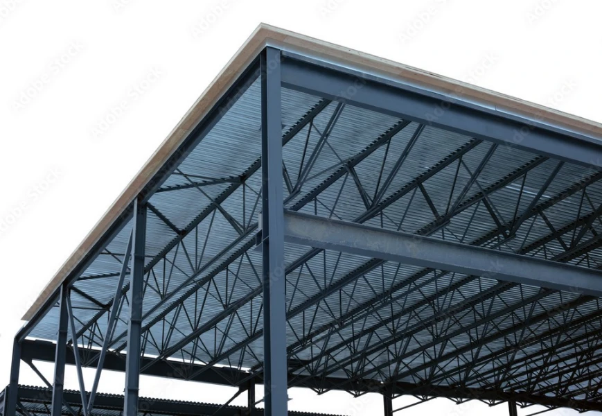 Structure du bâtiment en métal sous forme de toit